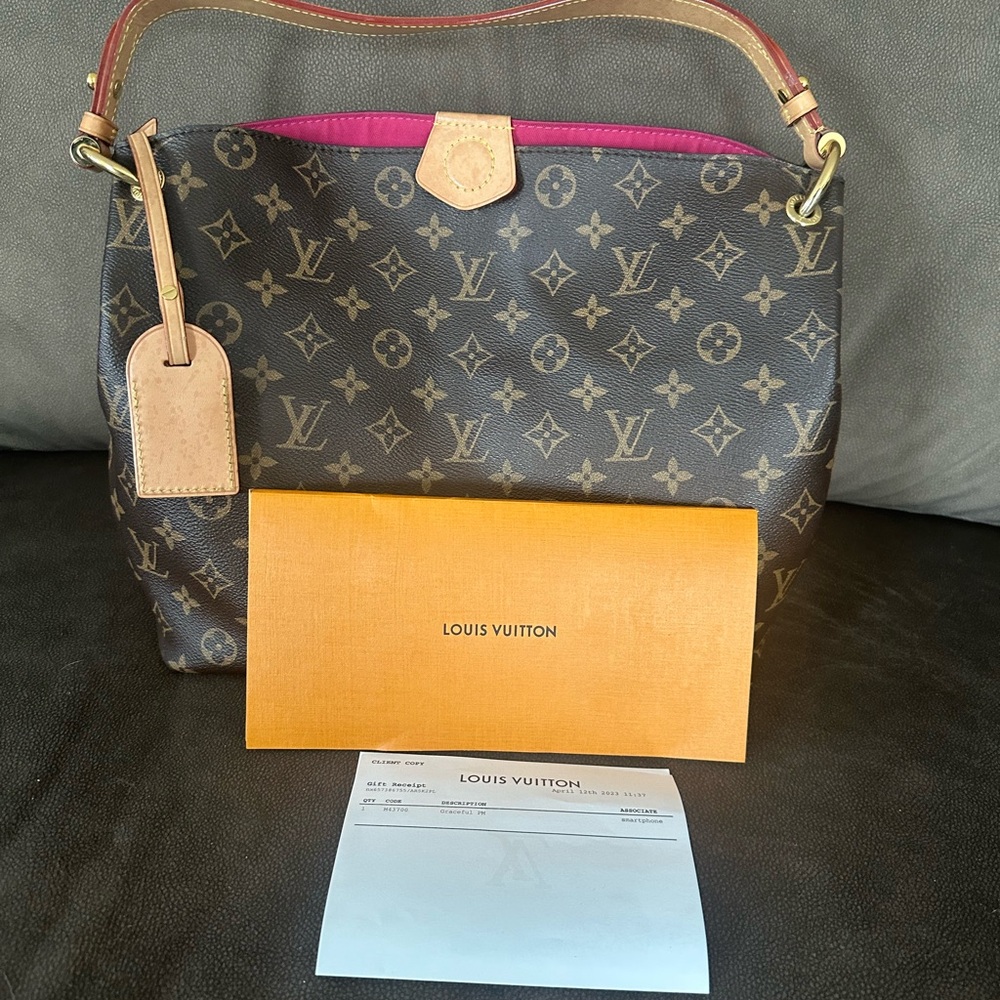 Louis Vuitton Graceful PM Monogram Shoulder Bag with Pink Interior